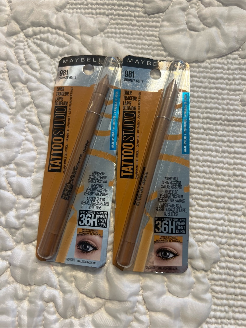 (2) Maybelline Tattoo Studio Sharpenable Gel Pencil Sealed 981 - Bronze Glitz